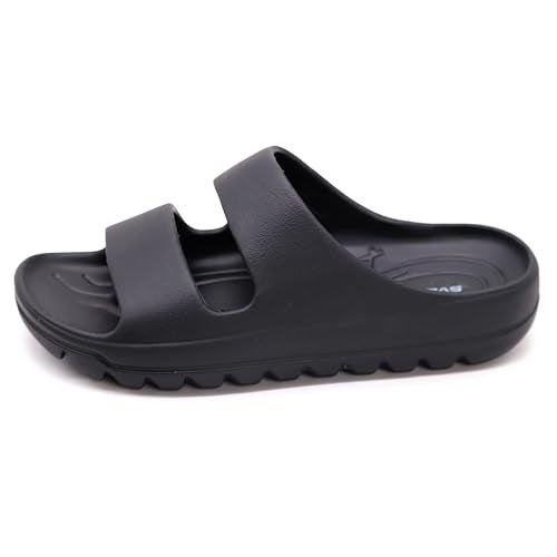 SVAAR Soft EVA Double Strap Slippers for Men | Stylish Anti-Skid Slides with Arch Support & Bouncy Sole | Lightweight Indoor Outdoor Comfort Black - Image 3