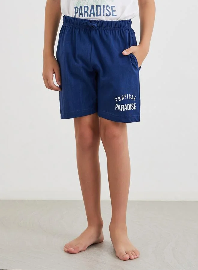 Styli Styli Printed Raglan Sleeve T-Shirt and Shorts Set
