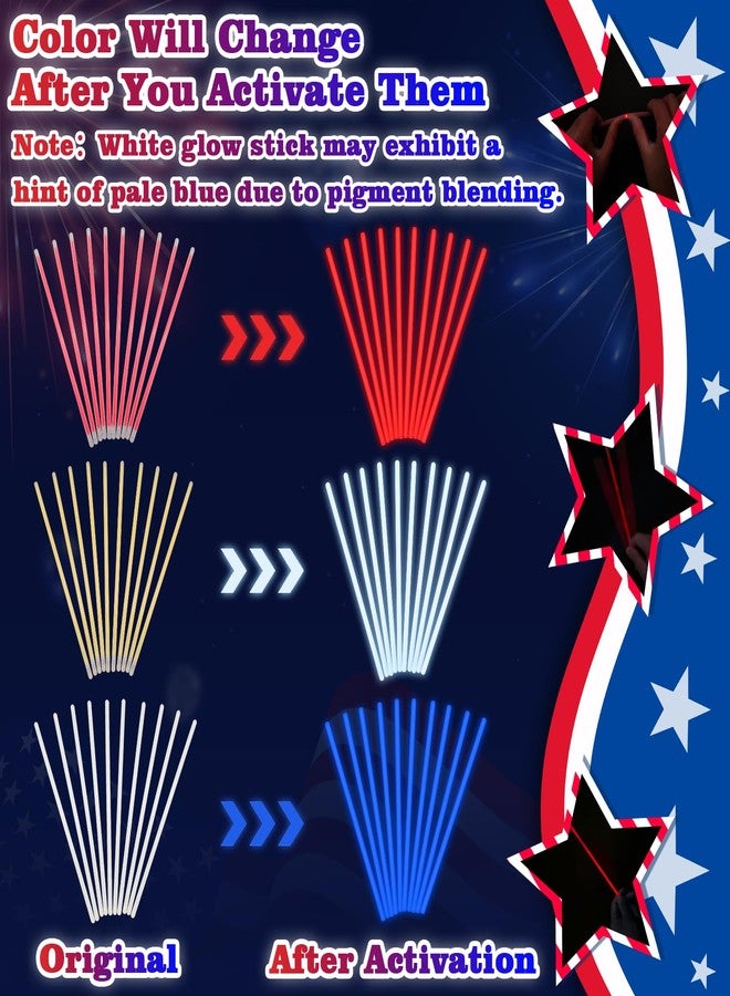 Leetous Bulk Patriotic Red White Blue glow sticks 300 PCS,Light up Bracelets Necklaces Accessories for Kids,Glow Party Favors Supplies Decorations for Independence Day, Fourth 4 of July Parade, Birthday, Pool - Image 2