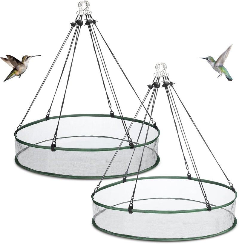 FoldTier 2 Pieces Universal Wild Bird Seed Catcher Hanging Seed Hoop Platform Bird Feeder Bird Feeder Tray for Hummingbird Feeders Bee Feeder Outdoor Garden Birdseed Accessories (24 Inch) - Image 1