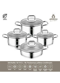 AMBOSS Turkish stainless steel cookware set (Ambos) with strainer, consisting of 8 pieces / steel handle DIA-6572  - Image 2