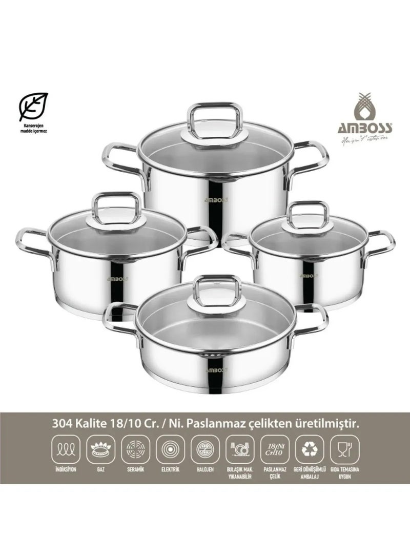 AMBOSS Turkish stainless steel cookware set (Ambos) with strainer, consisting of 8 pieces / steel handle DIA-6572 - Image 2