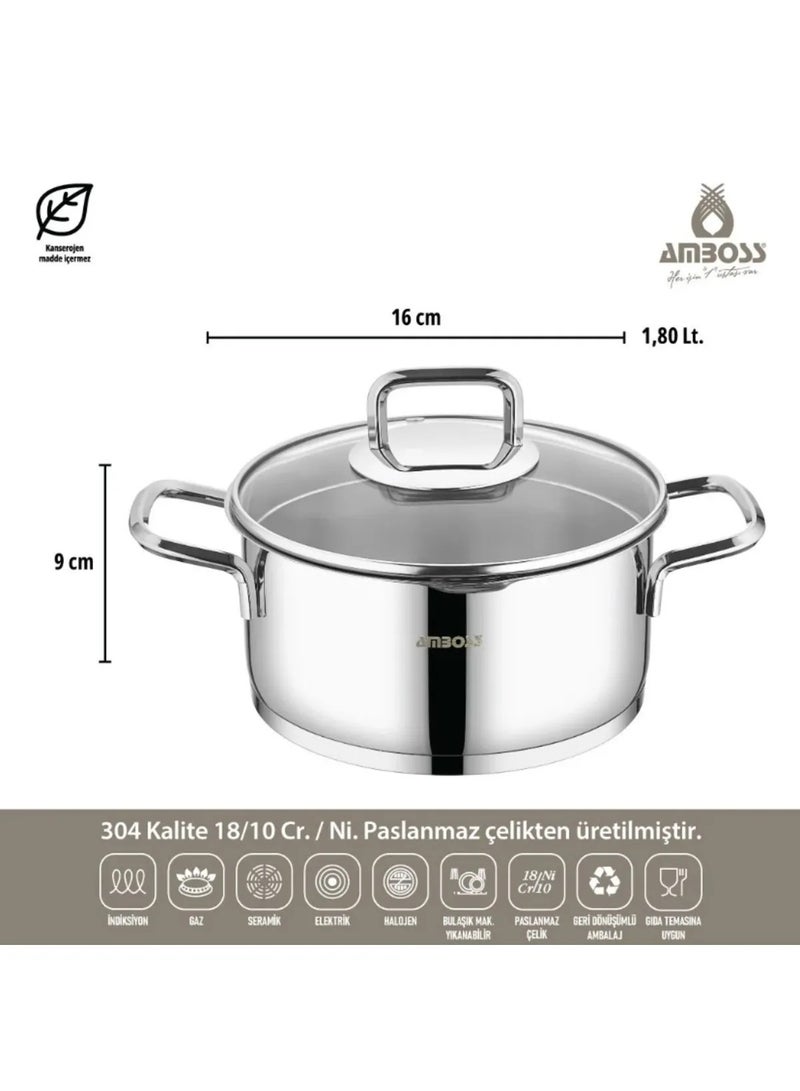 AMBOSS Turkish stainless steel cookware set (Ambos) with strainer, consisting of 8 pieces / steel handle DIA-6572 - Image 5