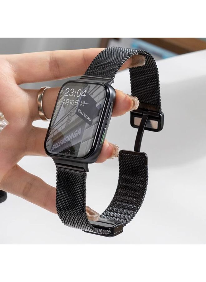 Loquat For OPPOWatc4/3pro Watch Strap Watch2 Metal Milan Magnetic Buckle Se Breathable Unisex Wristband-Color:Metal Milan Folding Buckle 【starlight Color】 - Suitable For Oppo Watch 2nd Generation 46mm  - Image 2