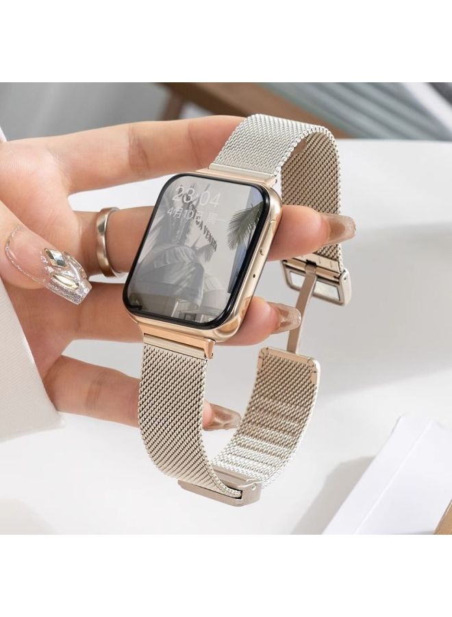 Loquat For OPPOWatc4/3pro Watch Strap Watch2 Metal Milan Magnetic Buckle Se Breathable Unisex Wristband-Color:Metal Milan Folding Buckle 【starlight Color】 - Suitable For Oppo Watch 2nd Generation 46mm  - Image 1