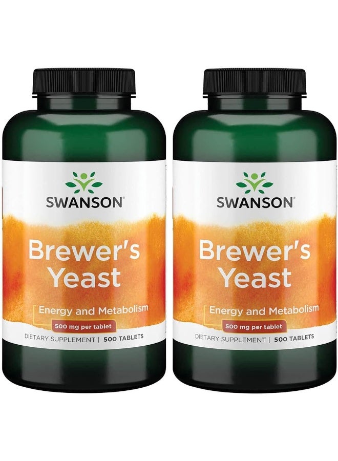 Swanson Brewer's Yeast - B Complex Vitamin Formula (500mg, 500 Tablets) (2 Pack) - Image 1