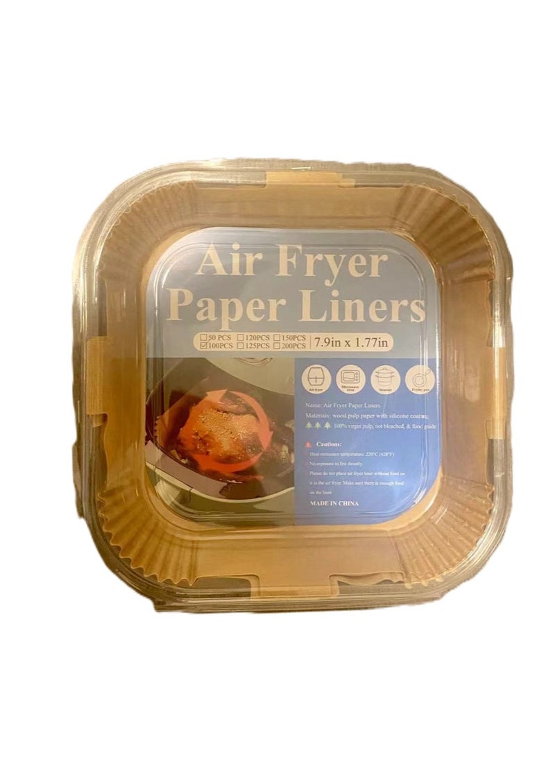 100 PCS Air Fryer Disposable Paper Liner, Air Fryer Liners Square, Baking Paper for Air Fryer Waterproof, Parchment Paper for Baking Roasting Microwave,7.9 inch/20cm, Square  - Image 2