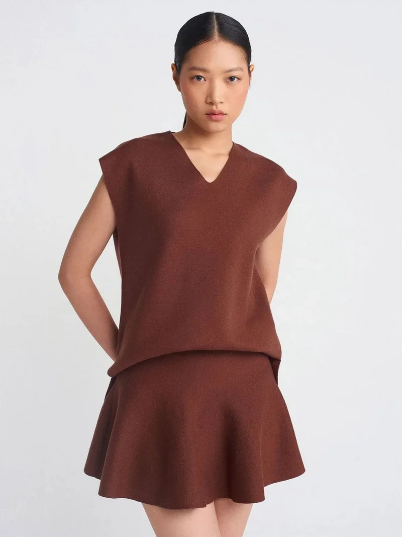 ديلفين Dilvin Women's Ribbed V-Neck Sweater Vest