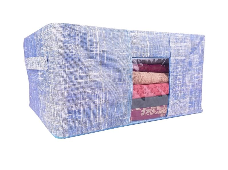 Generic Foldable 22L Storage Box with Steel Frame Double Zipped Opening Clear Window Organizer for Clothes Under Bed Closet Wardrobe Storage Bag Purple 2 Piece - Image 1