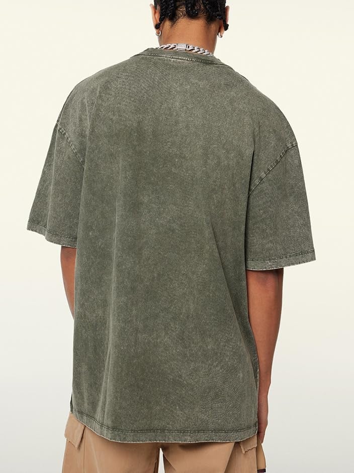 POHADON 3 Pcs Men's Oversized Cotton Summer T-Shirts - Vintage Baggy Tee Loose Fit Short Sleeve T-Shirts Casual Streetwear (L,2XL) - Image 3