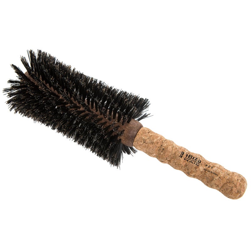 Ibiza Hair Boar Bristle Concave Barrel Brush (Z5-80mm) | Hybrid Boar & Heat Resistant Nylon with Cork Handle | Cuts Blow Drying Time in Half | Ideal for Shiny Irregular Curls or Straight Looks - Image 1
