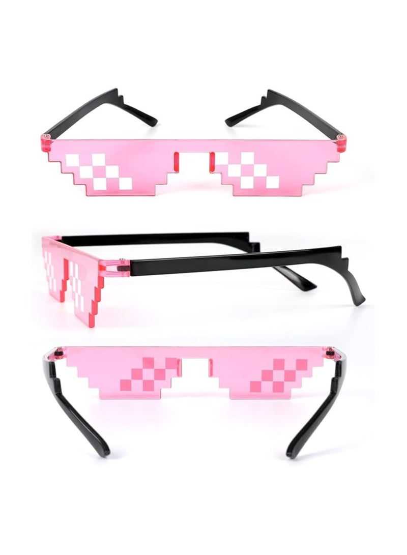 Thug Life or Pixel Sunglasses for Adults or Kids Party Pink - Image 1