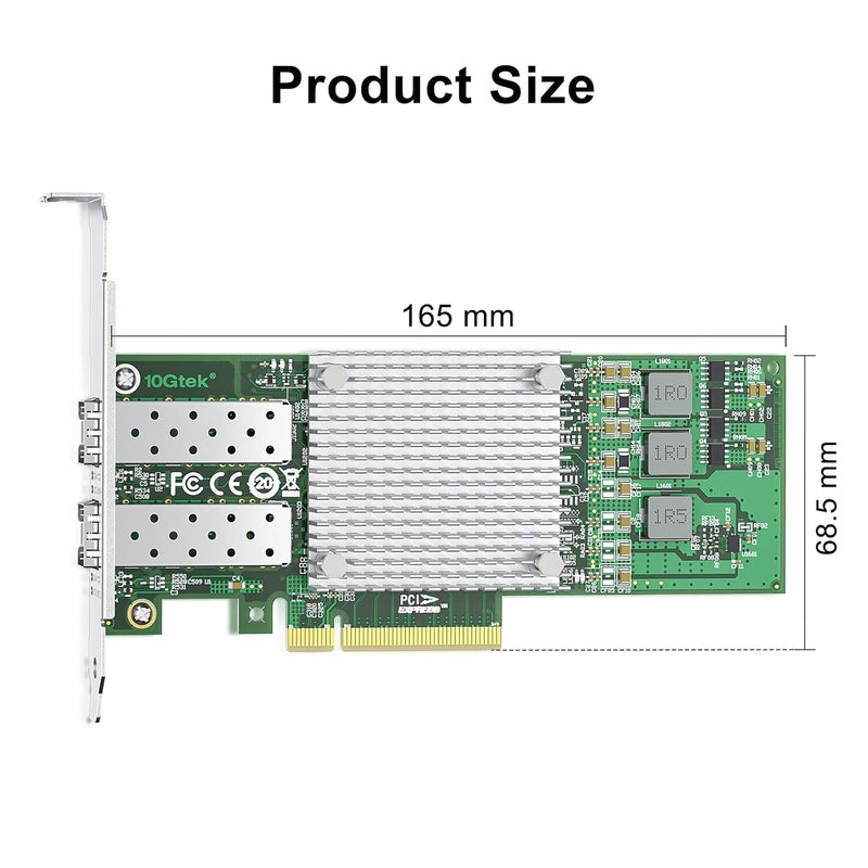 10جتيك بطاقة شبكة 10Gb PCI-E NIC، مع شريحة Broadcom BCM57810S، منفذين SFP+، محول إيثرنت PCI Express يدعم Windows Server/Windows/Linux/VMware - Image 3