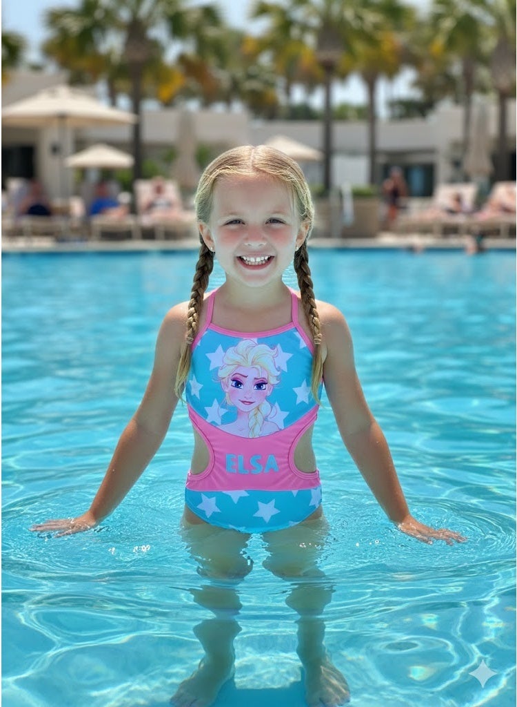 ديزني فروزن إلسا فتاة ملابس السباحة قطعة واحدة - Image 3