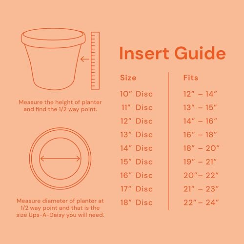 Bloem Ups-A-Daisy 10" Round Orange Resin Planter Pot Lift Insert with Drainage Holes - Image 4