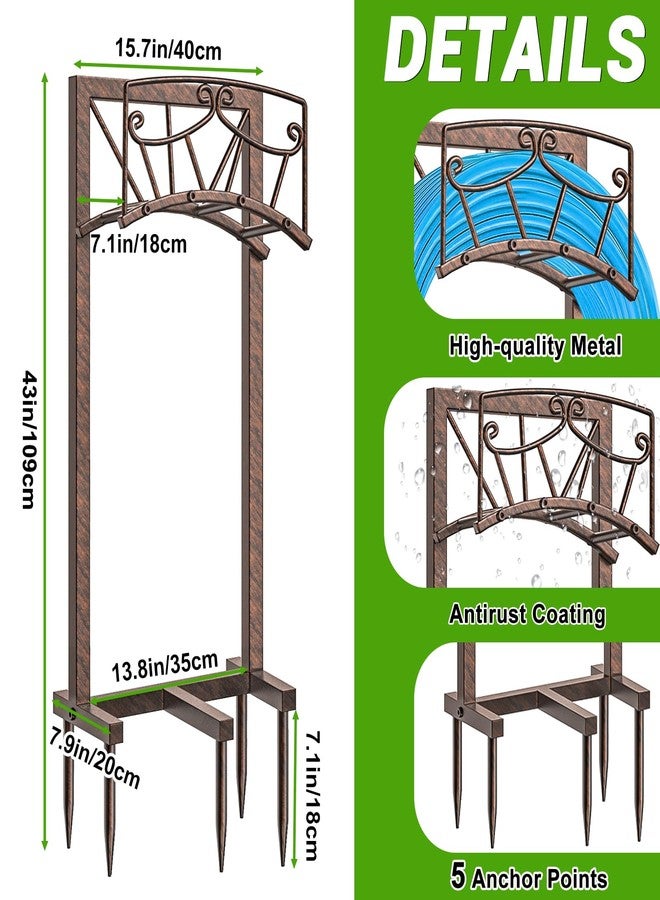 Gouisalin Garden Hose Holder, Heavy Duty Metal Hose Stand Freestanding Hose Hanger with 5 Spikes, Garden Water Hose Hanger Storage Rack Holds 150ft Hose for Outside Yard Lawn - Image 2