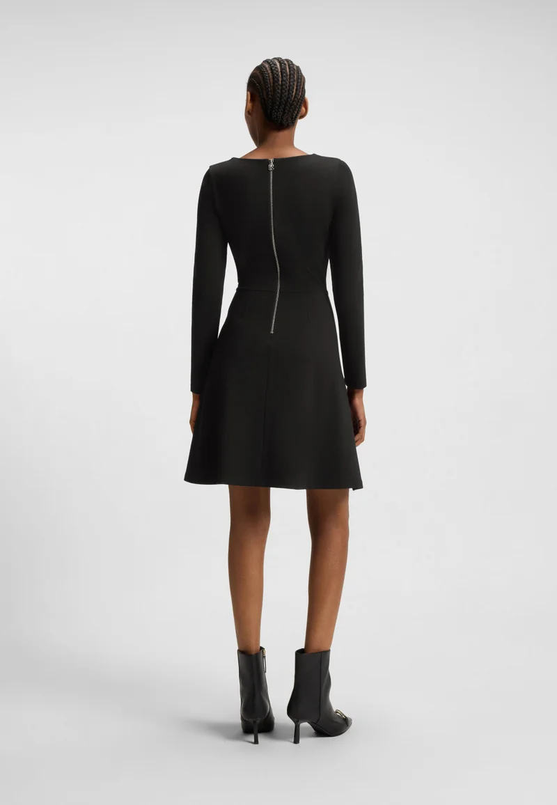 HUGO A-line dress in stretch jersey with square neckline