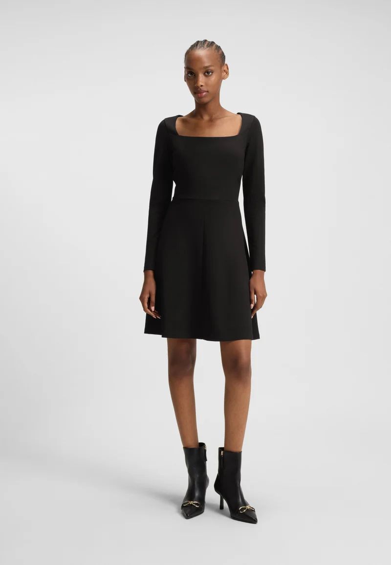 HUGO A-line dress in stretch jersey with square neckline