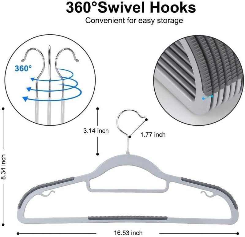 Red Dot Gift® 10-Pack Plastic Clothes Hangers, Ultra Thin Non-Slip Clothes Hanger Space Saving Coat Hangers, 360°Rotating Hook,Pant Hangers (GYR-10) - Image 2