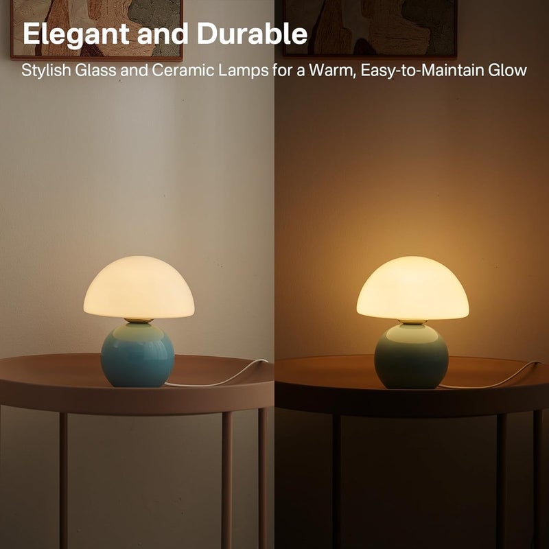 Dawnwake Mushroom Lamp Table Lamp for Bedroom,Desk Bedside Small Lamps for Living Room Night Stands,Mushroom Decor Cute Mini Modern Mid Century Lamps,Unique Aesthetic Home Living Room Decor(Blue) - Image 3