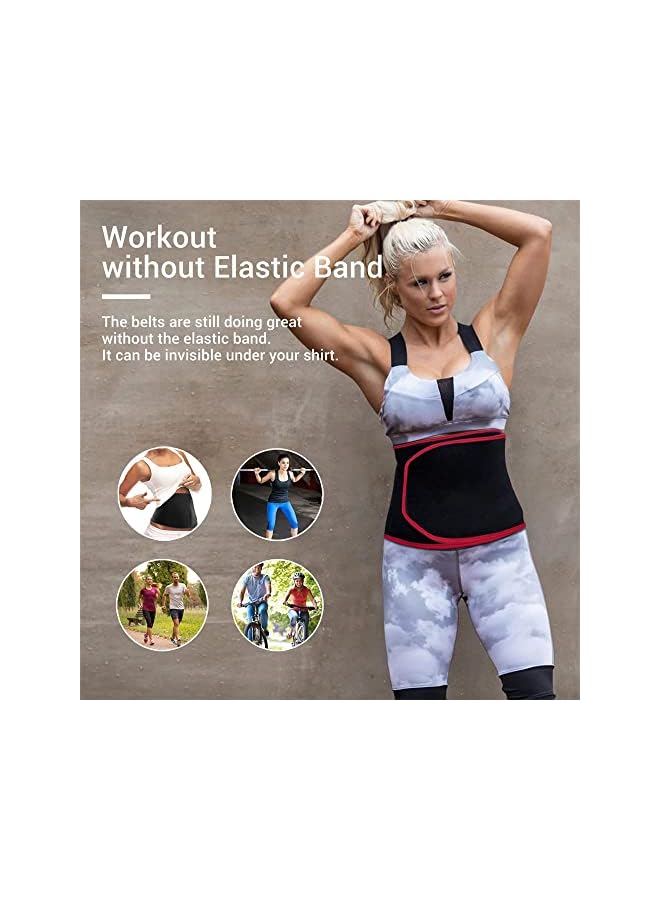PROMASS Waist Trainer Belt For Women, Sport Girdle Belt, Slimming Sauna Waist Trimmer Belly Band Sweat Sports Girdle Belt, Exercise Belt With Adjustable Straps, Slimming Body Shaper Belt (Red, L) - Image 5