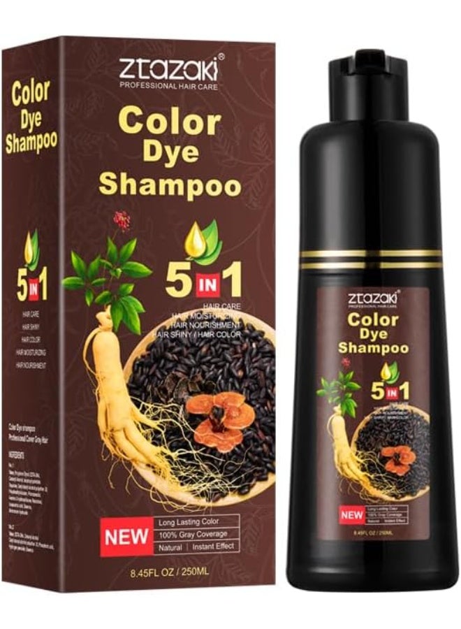 ZTAZAKI Instant Hair Color Shampoo by Ztazaki – 100% Gray Coverage, Dark brown - Image 1