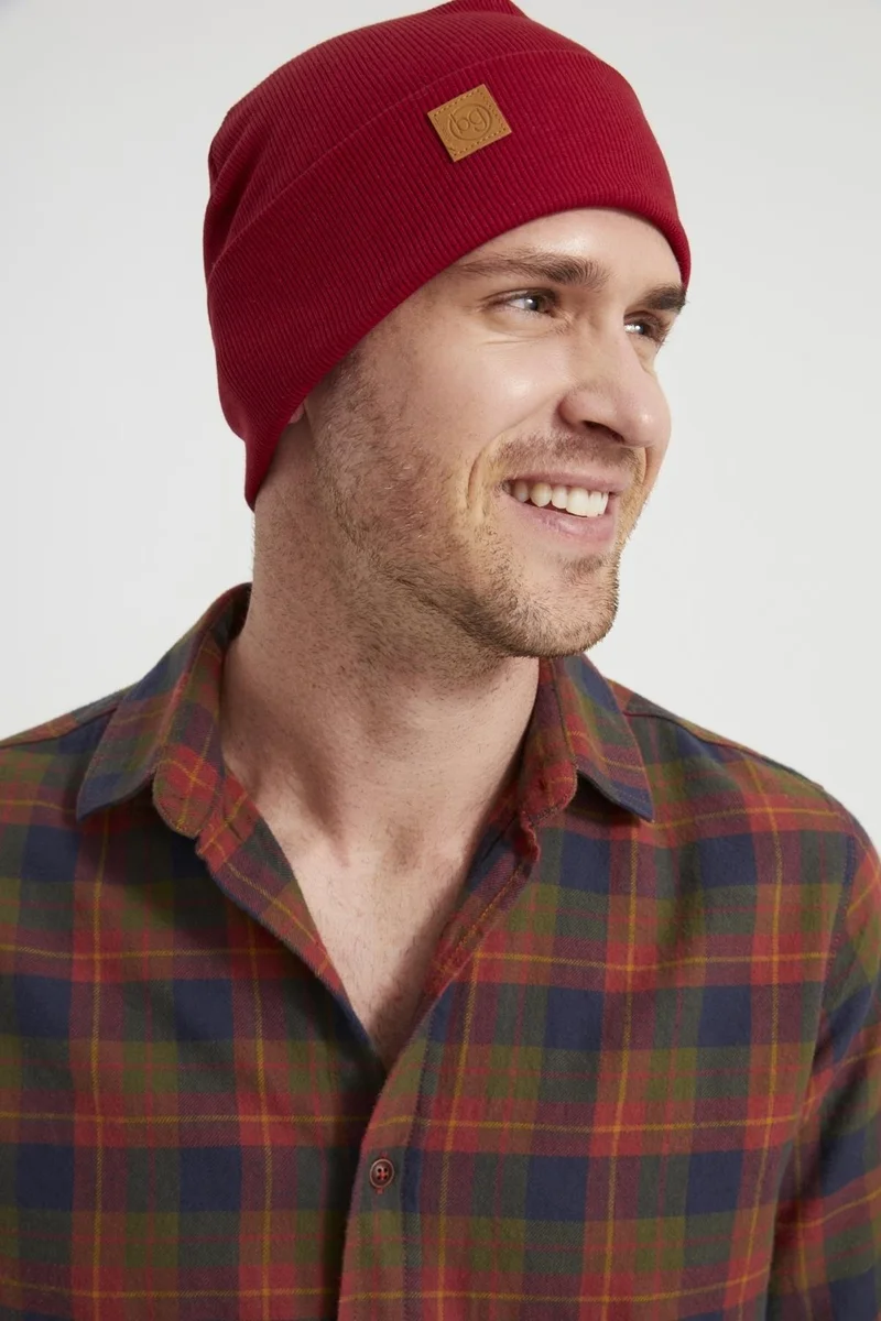 بوتيكجيز Men's Young Burgundy Cherry Hat Beret Sports Comfortable Cotton Handmade Difference