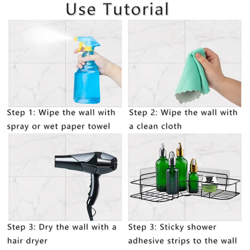 HopeFire 2 Pack Shower Caddy Adhesive for Replacement, Strong Transparent Adhesive for Shower Caddy Sticky Pads, No Drilling for Corner Shelf Basket, Bathroom Storage Shelves, Kitchen Racks and Soap Holder - Image 3