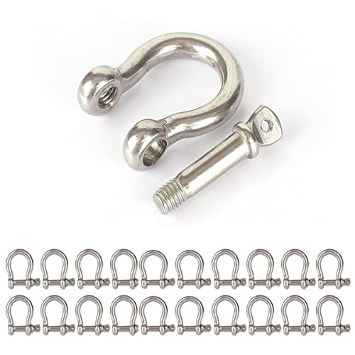 Yision 20pcs 1/4 Inch Screw Pin Anchor Shackle, M6 6mm Stainless Steel Heavy Duty Bow Shape Load Clamp for Chains Wirerope Lifting Paracord Outdoor Camping Survival Rope Bracelets - Image 1