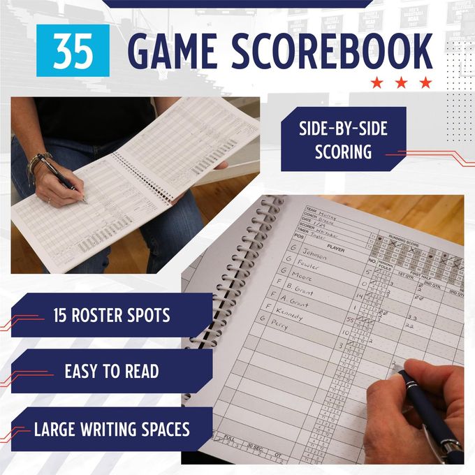 Murray Sporting Goods Basketball Scorebook 35 Games Score Book Side By Side Score Keeping Book For Stats | Basketball Stat Tracking Book High School, Middle School, Little League For Scorekeepers - Image 2