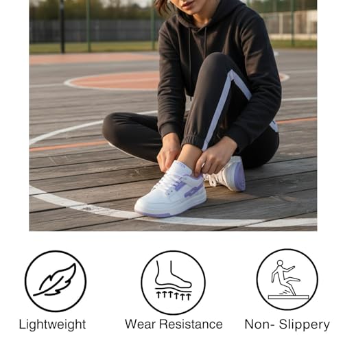 TRASE Casual Sneaker Shoes for Women | Soft Cushioned Insole | Sneakers for Woman | Lightweight | Comfortable | Stylish, Trendy Girls and Women Sneakers with Laces (White-Purple, 5 UK) - Image 4