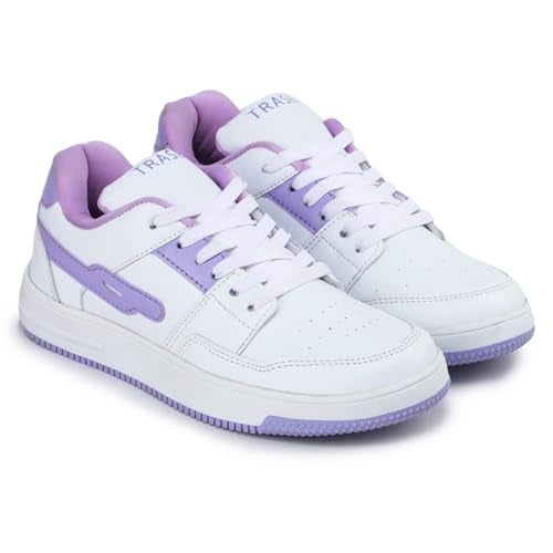 TRASE Casual Sneaker Shoes for Women | Soft Cushioned Insole | Sneakers for Woman | Lightweight | Comfortable | Stylish, Trendy Girls and Women Sneakers with Laces (White-Purple, 5 UK) - Image 5
