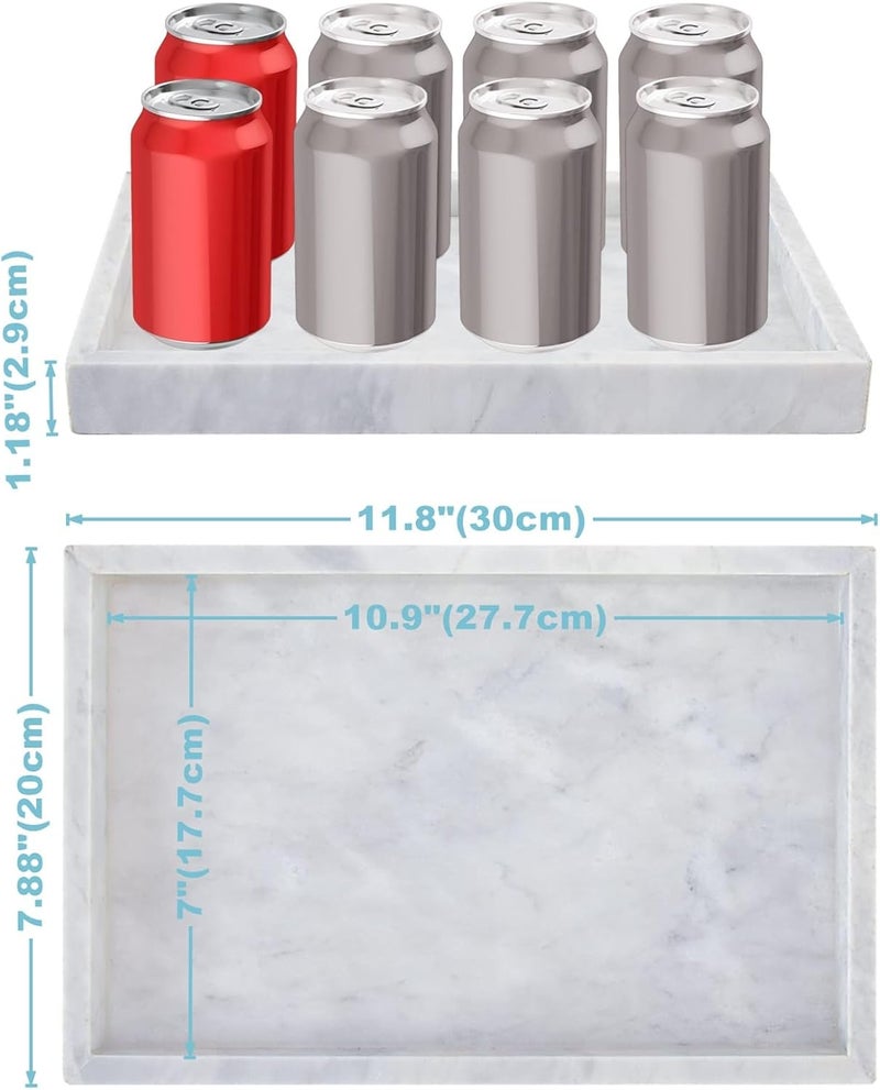 Moreast 12 x 8 inch Real Natural Marble Vanity Tray, Genuine Marble Storage Tray for Cosmetics/Jewelry, Non-Resin/Non-Ceramic, Dresser Organizer Tray, Bathroom Tray, Home Decor, Kitchen, Coffee Table - Image 3