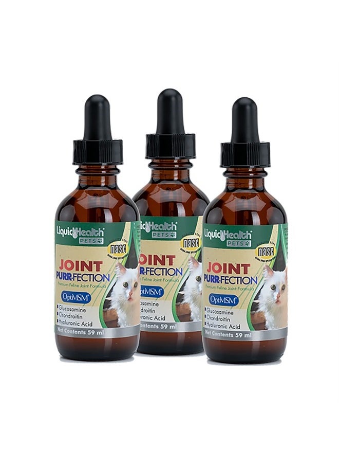 LIQUIDHEALTH 2.3 Oz Liquid Cat Glucosamine Joint Purr-Fection - Hip and Joint Health Relief Support, Chondroitin Feline Droppers -Senior Older Cats, Kittens - (3 Pack)  - Image 1