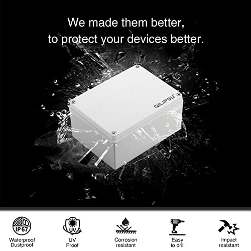 QILIPSU Junction Box with Mounting Plate 200x150x100mm, ABS Plastic DIY Electrical Project Case IP67 Waterproof Dustproof Enclosure Grey (7.9"x5.9"x3.9") - Image 3