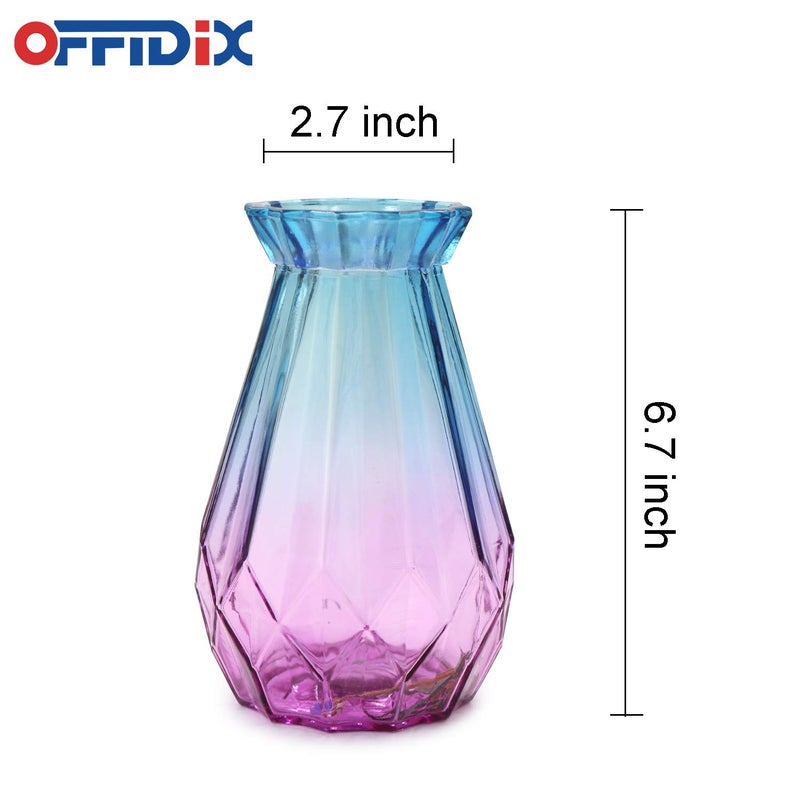 OFFIDIX Glass Vase Gradient Multicolor with Geometric Faceted Design Flower Vase for Weddings  Events  Decorating  Arrangements  Flowers  Office  or Home Decor - Image 2
