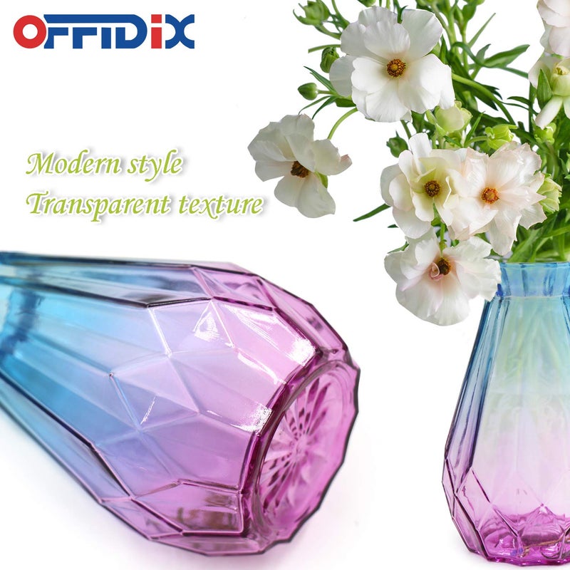 OFFIDIX Glass Vase Gradient Multicolor with Geometric Faceted Design Flower Vase for Weddings  Events  Decorating  Arrangements  Flowers  Office  or Home Decor - Image 4