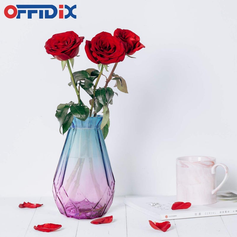 OFFIDIX Glass Vase Gradient Multicolor with Geometric Faceted Design Flower Vase for Weddings  Events  Decorating  Arrangements  Flowers  Office  or Home Decor - Image 5