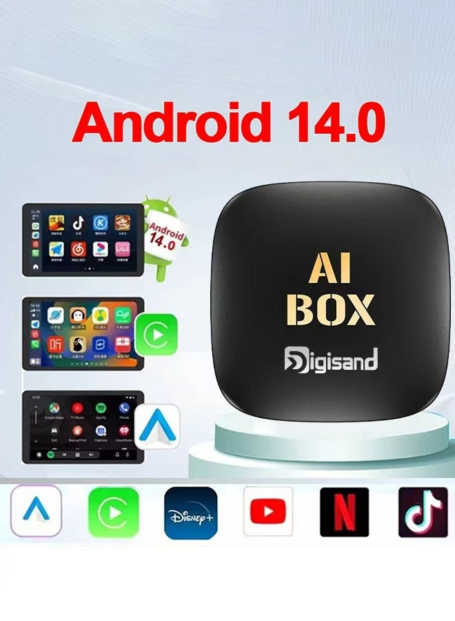 Digisand Carplay AI Box Android 14.0 Wireless Android Auto Smart TV Box For Youtube Netflix Toyota Mazda Hyundai Haval GMC Ford MG VW Kia Car intelligent System - Image 1