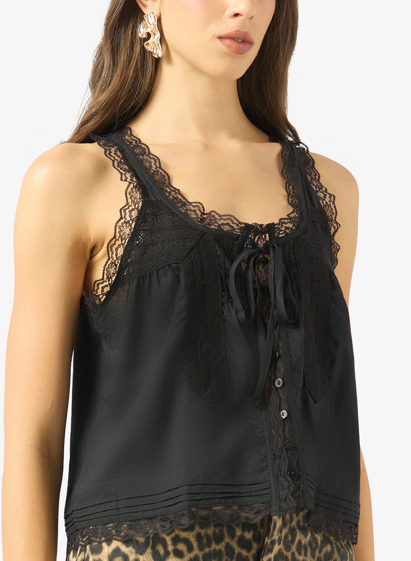 Ginger Openwork Broderie Lace Detail Top - Image 3