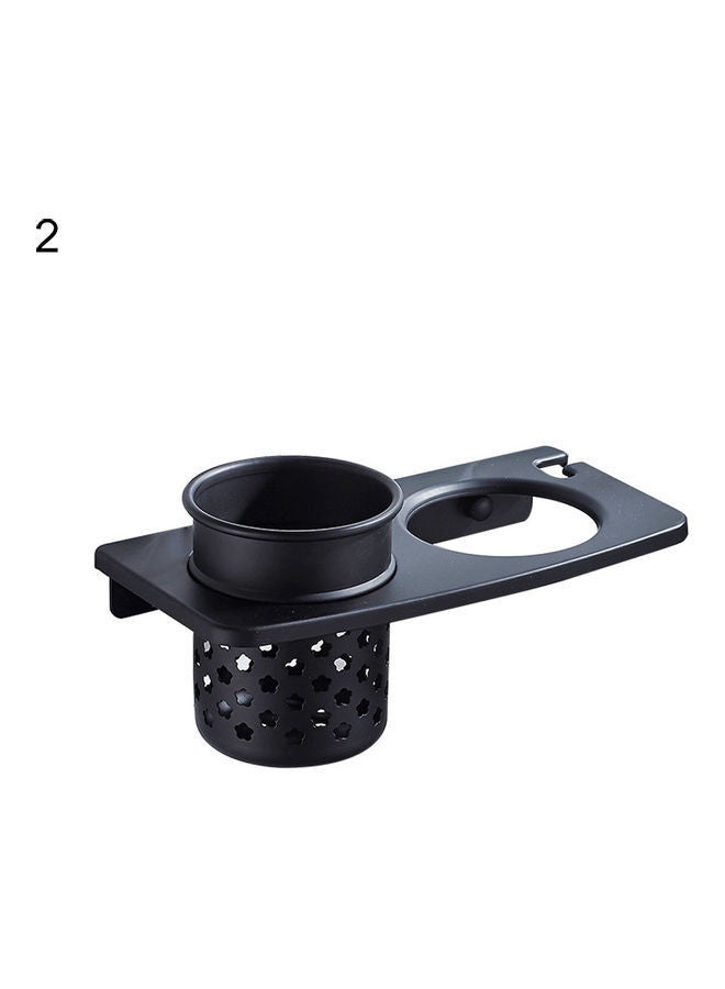 NIBEMINENT Aluminum Alloy Wall Mounted Hair Dryer Holder Black - Image 1