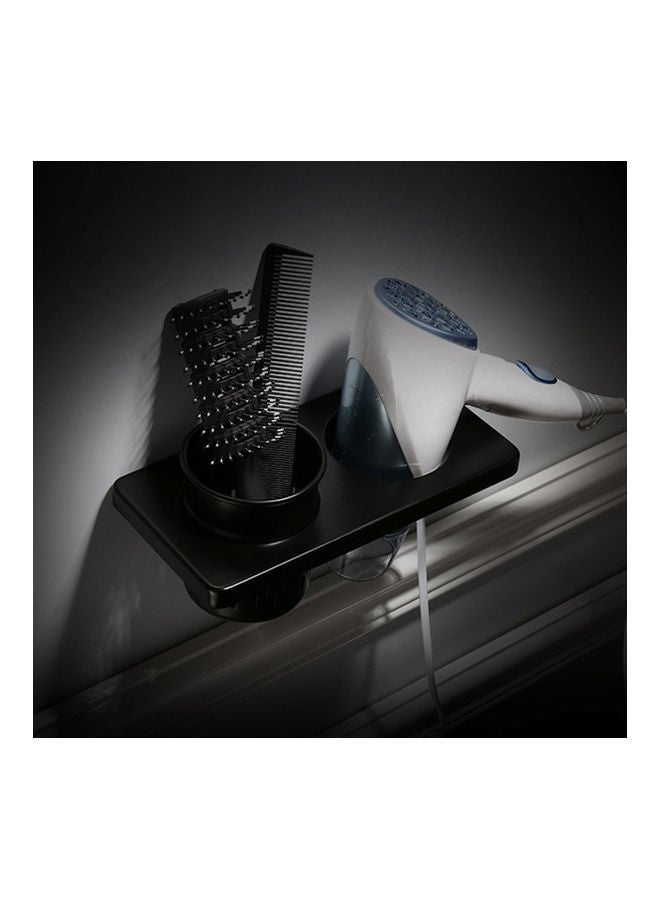 NIBEMINENT Aluminum Alloy Wall Mounted Hair Dryer Holder Black - Image 5