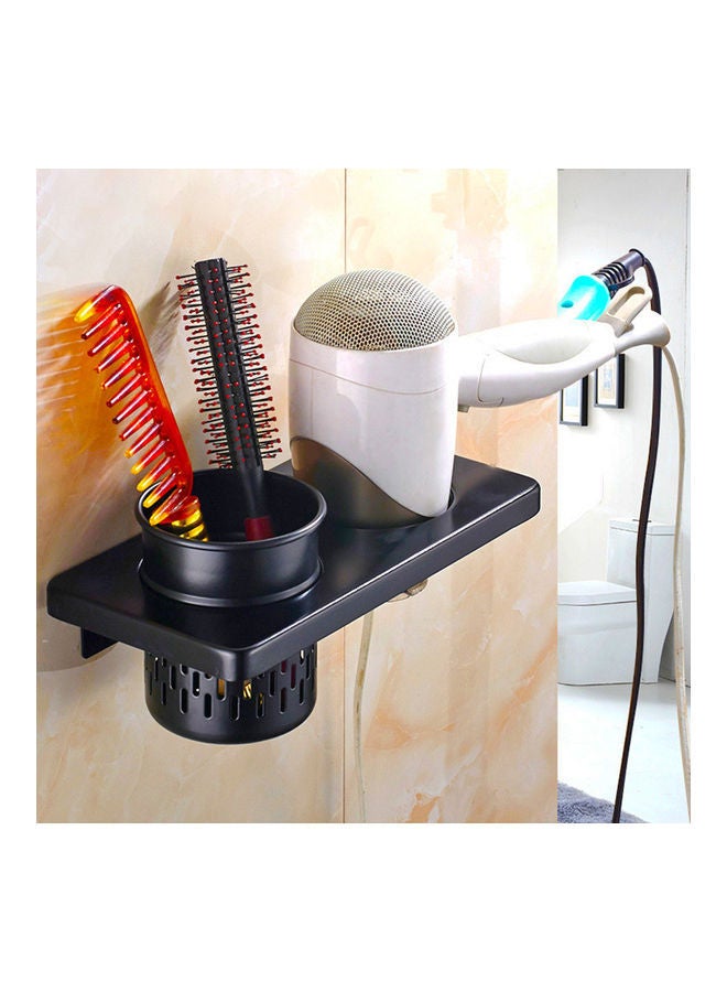 NIBEMINENT Aluminum Alloy Wall Mounted Hair Dryer Holder Black - Image 2