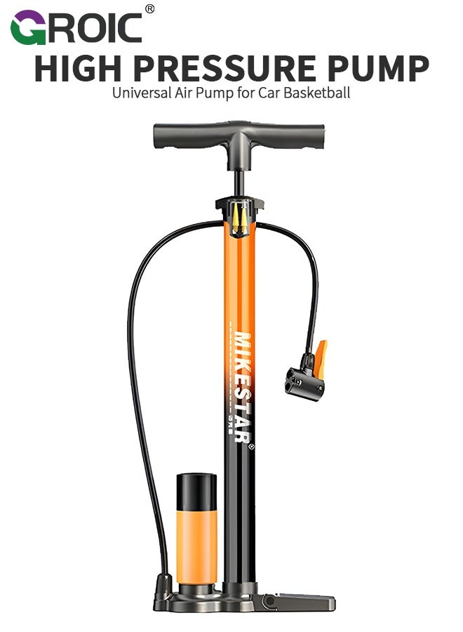 GROIC Bike Floor Pump with Gauge, 160 PSI High Pressure Bicycle Pumps - Durable Air Pump Fits Presta & Schrader Valve - Inflator for Road MTB Tire, Ball, Balloon, Inflatables - Image 3