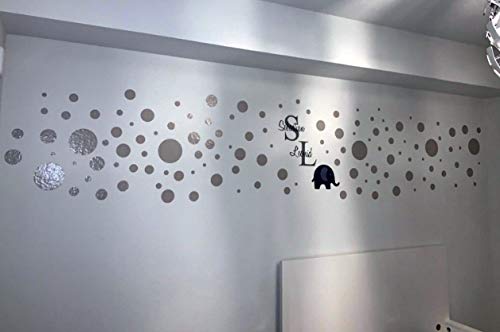 Create-A-Mural Polka Dot Wall Decals (63) Girls Room Wall Decor Stickers, Wall Dots, Vinyl Circle Peel & Stick DIY Bedroom, Playroom, Kids Room, Baby Nursery Toddler to Teen Bedroom Decoration 3"-6.5" (Grey) - Image 3
