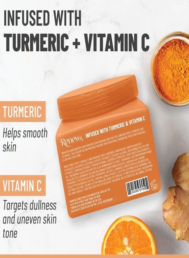 RENEW RX Turmeric + Vitamin C Radiating Body Butter for Dry Skin – Hydrating, Radiance-Boosting Skin Care, Vegan Skincare, 16 oz - Image 2