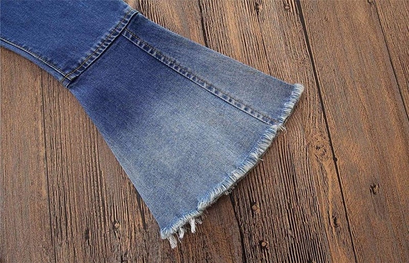 MODNTOGA Store Baby Girls Denim Bell Bottom Jeans Vintage Toddler Kid Flare Pants Jeans Western Little Cowgirl Outfit Hippie Pants - Image 5
