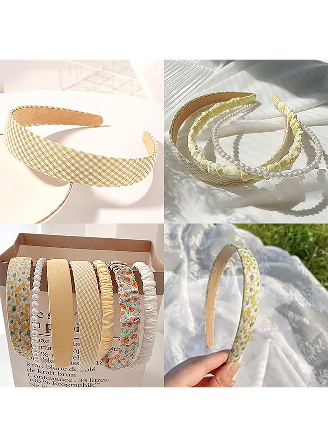 MXN 7 Pcs Women's & Girls Headband Set, Non Slip Flower Headband, Fashion Pearl Headbands, Twisted Headband, Different Designs Hair Accessories Gift for Girls Kids - Image 4