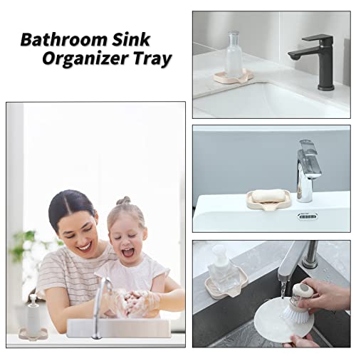 MicoYang Silicone Bathroom Soap Dishes with Drain Spout-Bathroom and Kitchen Sink Organizer,Sponge Holder,Dish Soap Tray,Perfect for Dispenser,Scrubber,Bottle,Cup on Sink or Counter-Tapioca 4.9"×3.2" - Image 3