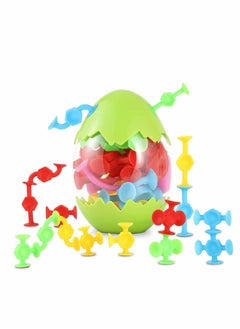Excefore Suction Toys Bath Toy Set, 16 Pcs Silicone Sucker Toys with Dinosaur Eggshell Storage, Building Toy for Toddlers, Travel Learning Toys for Baby 3 Year Olds and Above Boys Girls (Random Color)  - Image 1